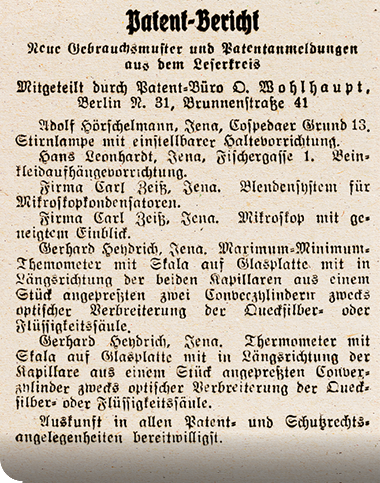 Gerhard Heydrich had a talent as an inventor: © Thüringer Universitäts- und Landesbibliothek Jena